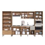 Cozinha Modulada Completa 6 Peças Com Cristaleira 12 Portas 3 Gavetas Jade Freijó/arenas - Image 6