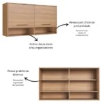 Cozinha Modulada Completa 6 Peças Com Cristaleira 12 Portas 3 Gavetas Jade Freijó/arenas - Image 2