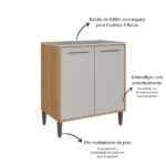 Cozinha Modulada Completa 6 Peças Com Cristaleira 12 Portas 3 Gavetas Jade Freijó/arenas - Image 4