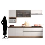 Cozinha Modulada Completa 7 Portas 4 Gavetas Com Balcão Para Cooktop Etna Carvalho Oak/off White - Image 2