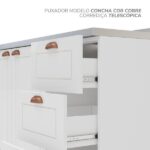 Cozinha Pérola Com Rodapé 5 Peças Torre Quente Aéreo 3 Portas Balcão 120 Balcão 80 E Basculante Yesc Branco - Image 4