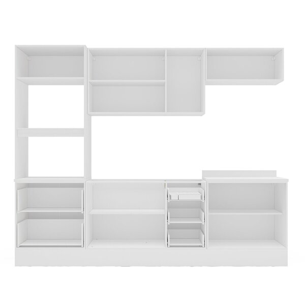 Cozinha Pérola Com Rodapé 5 Peças Torre Quente Aéreo 3 Portas Balcão 120 Balcão 80 E Basculante Yesc Branco - Image 7