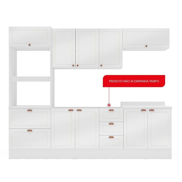 Cozinha Pérola Com Rodapé 5 Peças Torre Quente Aéreo 3 Portas Balcão 120 Balcão 80 E Basculante Yesc Branco - Image 8