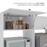 Cozinha Pérola Com Rodapé 5 Peças Torre Quente Aéreo 3 Portas Balcão 120 Balcão 80 E Basculante Yesc Branco - Image 3