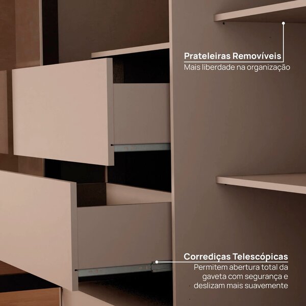 Guarda-roupa 6 Portas Reflecta 100% Mdf Orion Cabecasa Madeiraoriginals Mocha - Image 4