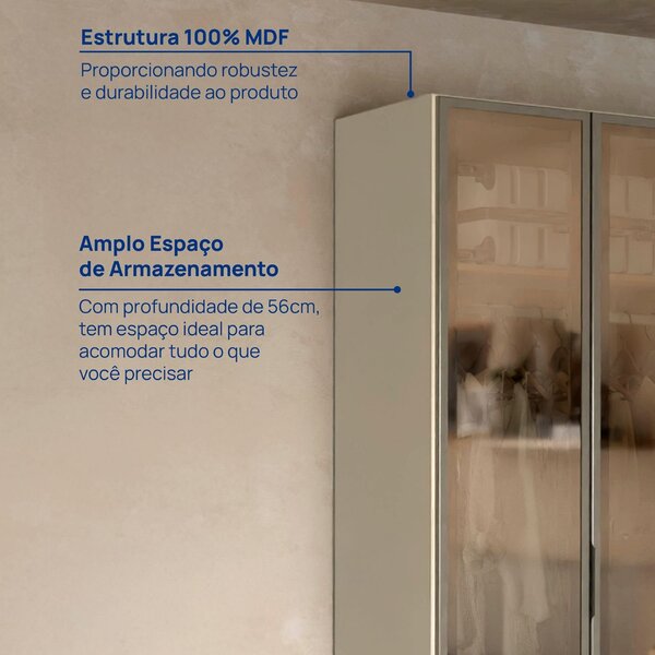Guarda-roupa 6 Portas Reflecta 100% Mdf Orion Cabecasa Madeiraoriginals Aveia - Image 5
