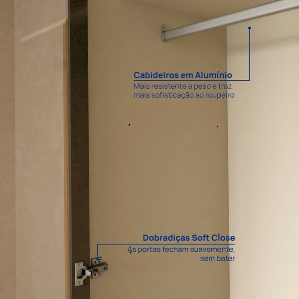 Guarda-roupa 6 Portas Reflecta 100% Mdf Orion Cabecasa Madeiraoriginals Aveia - Image 4