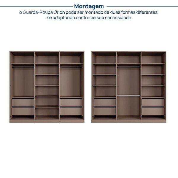 Guarda-roupa 6 Portas Reflecta Com Led 100% Mdf Orion Cabecasa Madeiraoriginals Mocha - Image 7