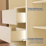 Guarda-roupa 6 Portas Reflecta Com Led 100% Mdf Orion Cabecasa Madeiraoriginals Aveia - Image 4