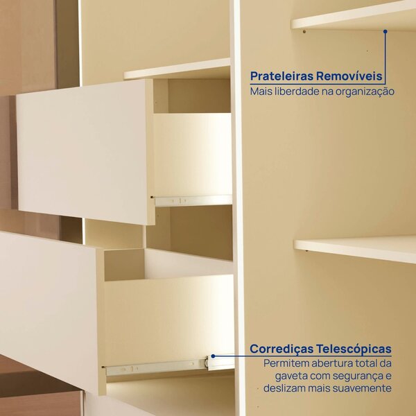 Guarda-roupa 6 Portas Reflecta Com Led 100% Mdf Orion Cabecasa Madeiraoriginals Aveia - Image 4