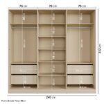 Guarda-roupa 6 Portas Reflecta Com Led 100% Mdf Orion Cabecasa Madeiraoriginals Aveia - Image 8