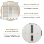 Guarda-roupa Bipartido 10 Portas 3 Gavetas Topázio 100% Madeira Maciça Branco /freijó - Image 9