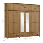 Guarda-roupa Bipartido 12 Portas 3 Gavetas Topázio 100% Madeira Maciça Freijó - Image 10