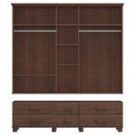 Guarda-roupa Bipartido 5 Portas 6 Gavetas Ouro Café Madeira Pinus - Finestra - Image 2