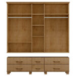 Guarda-roupa Bipartido 5 Portas 6 Gavetas Ouro Freijó Madeira Pinus - Finestra - Image 4