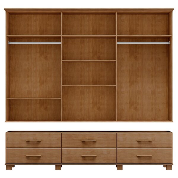 Guarda-roupa Bipartido 6 Portas 6 Gavetas 100% Madeira Maciça Linha Ouro Freijó - Image 5