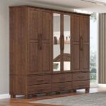 Guarda-roupa Bipartido 6 Portas 6 Gavetas 100% Madeira Maciça Linha Ouro Café