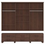 Guarda-roupa Bipartido 6 Portas 6 Gavetas 100% Madeira Maciça Linha Ouro Café - Image 6