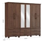 Guarda-roupa Bipartido 6 Portas 6 Gavetas 100% Madeira Maciça Linha Ouro Café - Image 7