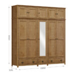 Guarda-roupa Casal 10 Portas 3 Gavetas Topázio Freijó Madeira Pinus - Finestra - Image 2