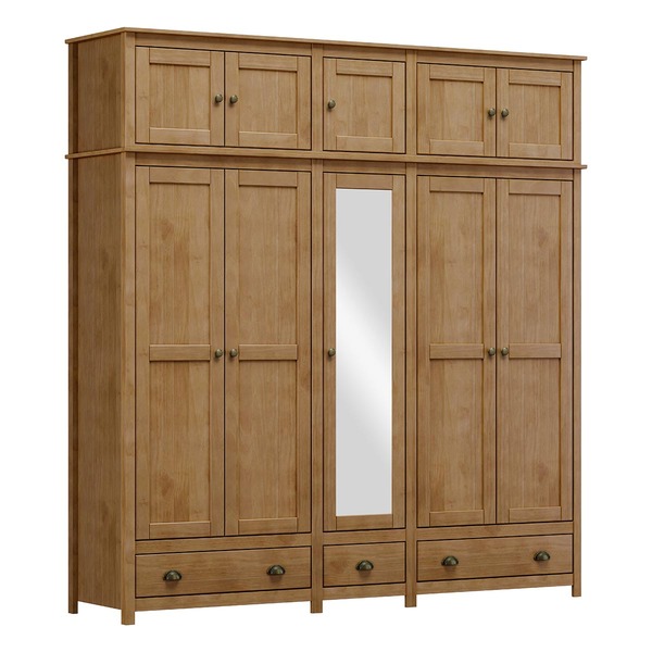 Guarda-roupa Casal 10 Portas 3 Gavetas Topázio Freijó Madeira Pinus - Finestra - Image 5