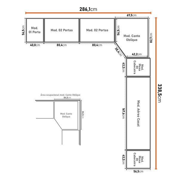 Guarda-roupa Casal 12 Portas 7 Peças Modulado Cairo Cumaru - Image 4