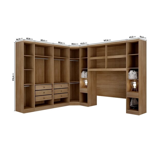 Guarda-roupa Casal 12 Portas 7 Peças Modulado Cairo Cumaru - Image 9