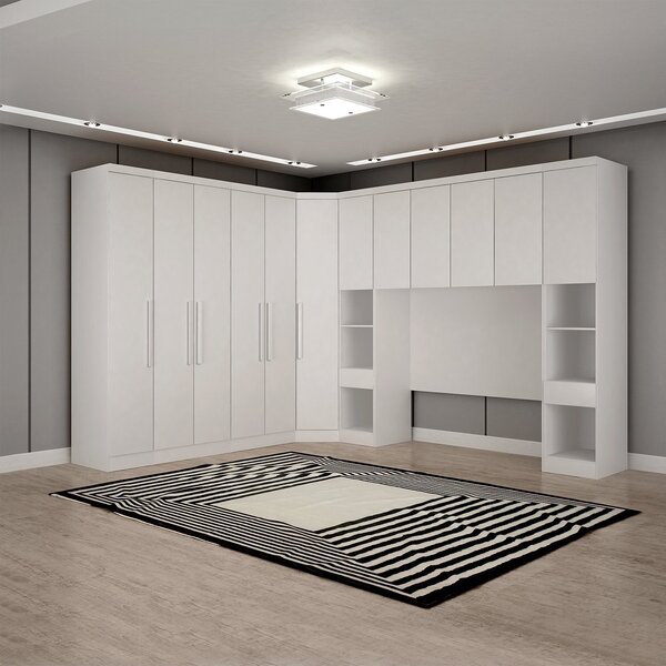 Guarda-roupa Casal 12 Portas 7 Peças Modulado Cairo Neve - Image 3