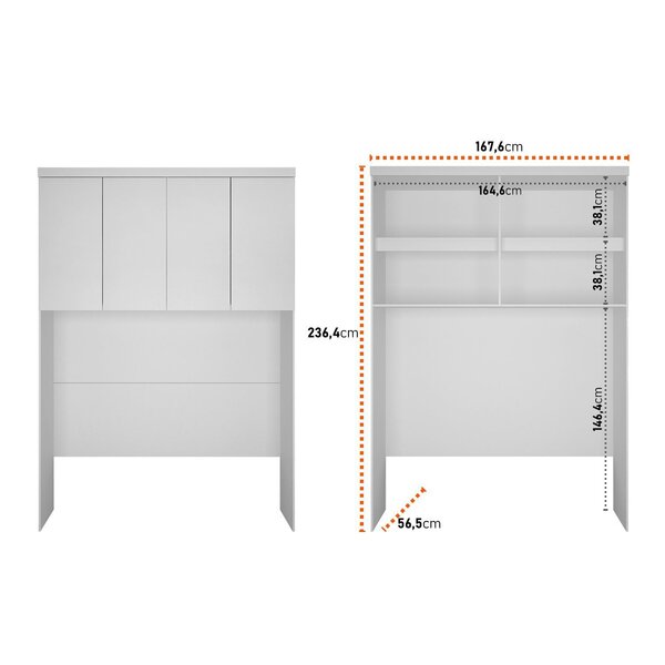 Guarda-roupa Casal 12 Portas 7 Peças Modulado Cairo Neve - Image 4