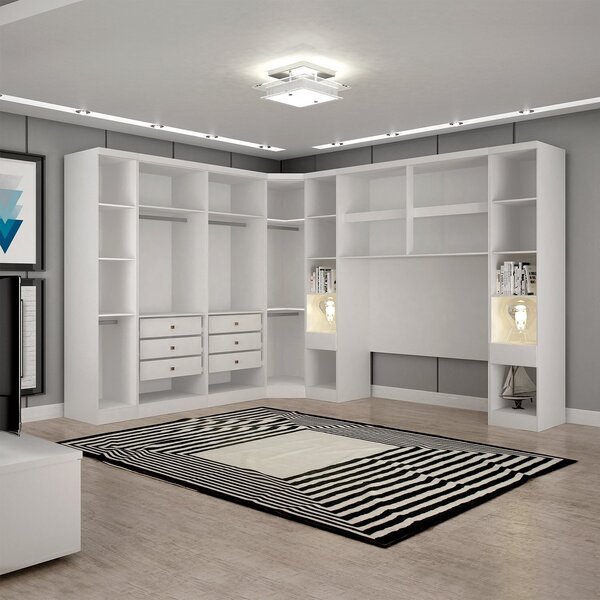 Guarda-roupa Casal 12 Portas 7 Peças Modulado Cairo Neve - Image 10