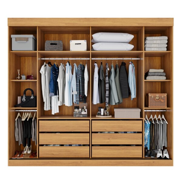 Guarda Roupa Casal 2 Portas 6 Gavetas Trancoso Cinamomo/off White - Image 3