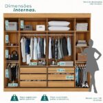 Guarda Roupa Casal 2 Portas 6 Gavetas Trancoso Cinamomo/off White - Image 4