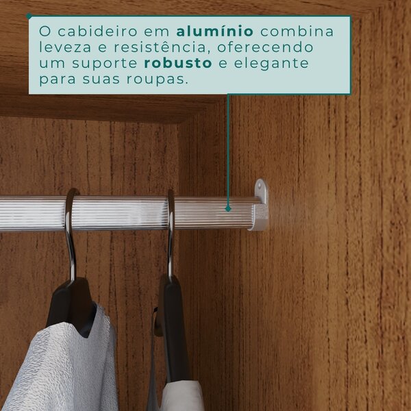 Guarda Roupa Casal 2 Portas 6 Gavetas Trancoso Cinamomo/off White - Image 7