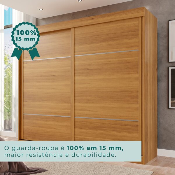 Guarda Roupa Casal 2 Portas 6 Gavetas Trancoso Cinamomo/off White - Image 8
