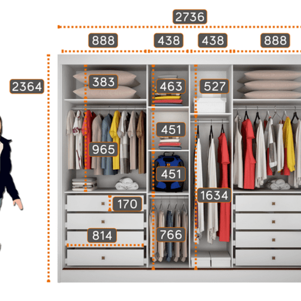 Guarda Roupa Casal Espelhado 8 Gavetas - Sollo-branco - Móveis Novo Horizonte - Image 3