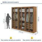 Guarda-roupa Casal Reflecta Com Led 6 Portas 100% Mdf Solaris Amêndoa Clean - Image 6