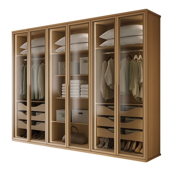 Guarda-roupa Casal Reflecta Com Led 6 Portas 100% Mdf Solaris Amêndoa Clean - Image 3