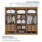 Guarda-roupa Casal Reflecta Com Led 6 Portas 100% Mdf Solaris Amêndoa Clean - Image 5