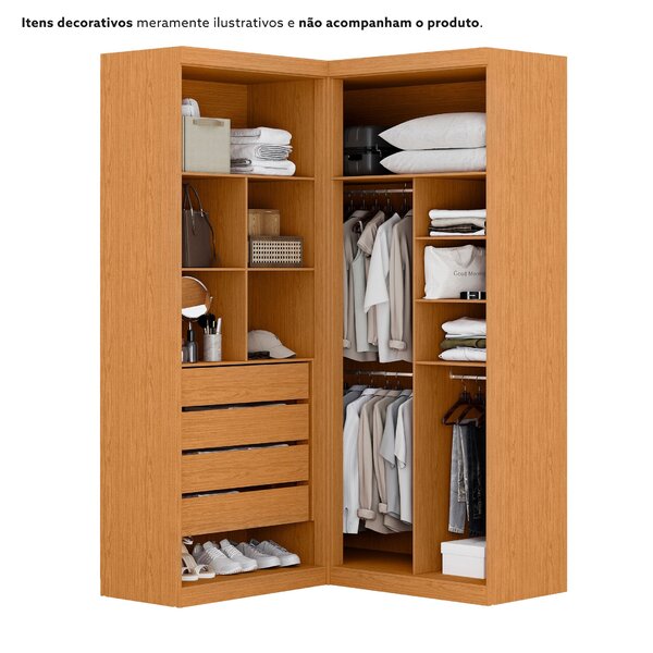 Guarda Roupa De Canto 4 Portas 4 Gavetas Tuim Yescasa Cinamomo/off White - Image 6