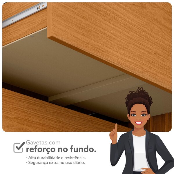 Guarda Roupa De Canto 4 Portas 4 Gavetas Tuim Yescasa Cinamomo/off White - Image 4