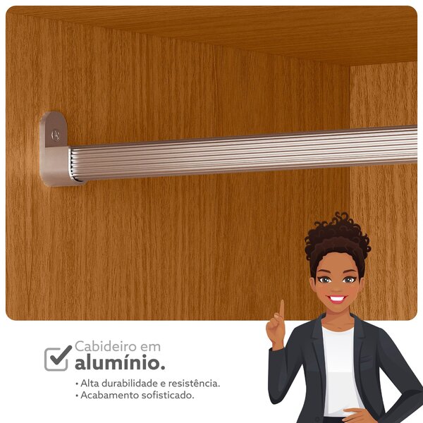 Guarda Roupa De Canto 4 Portas 4 Gavetas Tuim Yescasa Cinamomo/off White - Image 5