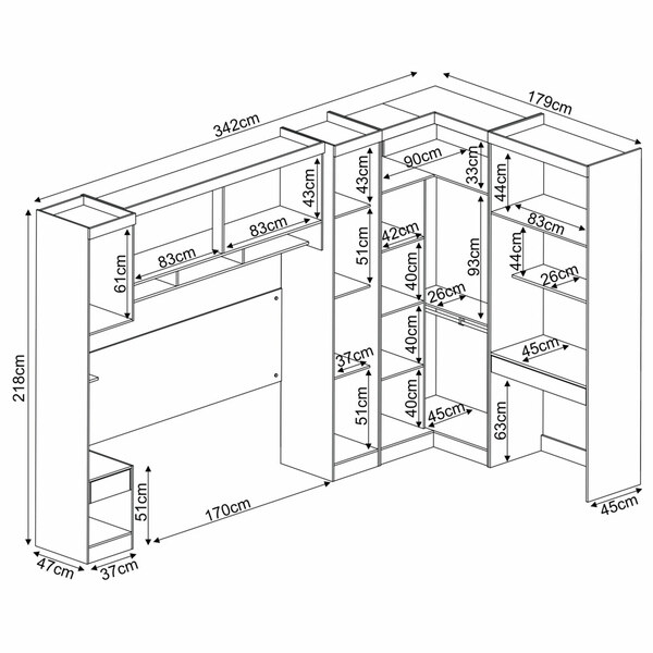Guarda Roupa De Casal 6 Peças Branco Modulado Modena Cp17 Demóbile - Image 4