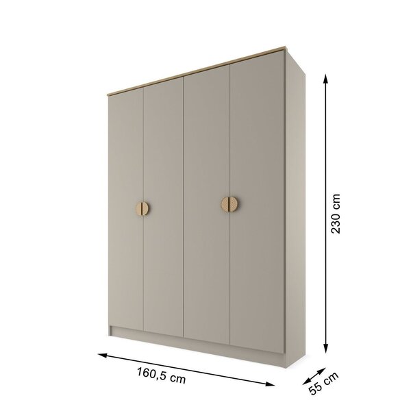 Guarda-roupa Solteiro 100% Mdf Bp 4 Portas 2 Gavetas Asti Panna - Image 4