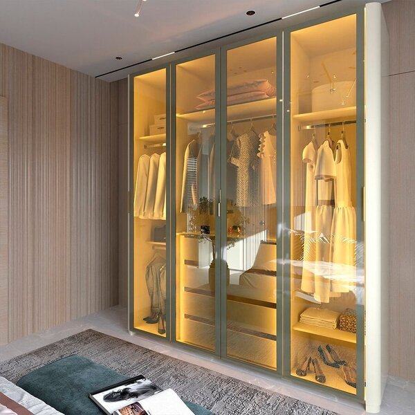 Guarda-roupa Solteiro 4 Portas Reflecta Com Pés E Led 100% Mdf Innova Off White - Image 7