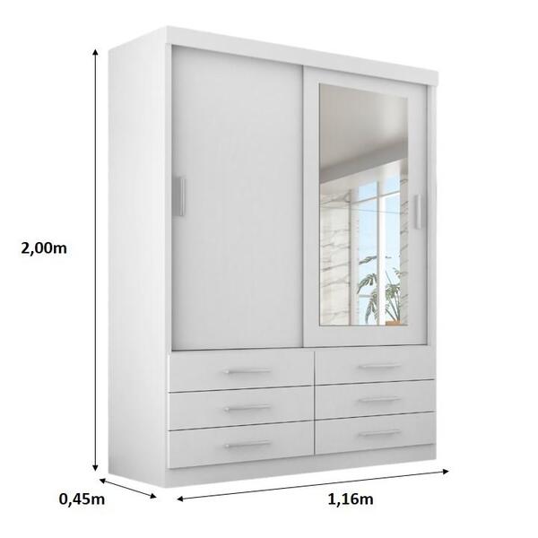 Guarda Roupa Solteiro Capri 2 Portas 6 Gavetas C/ Espelho - Image 4