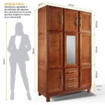 Guarda Roupa Solteiro Com Espelho E Pés 8 Portas 3 Gavetas Paris Lanes Móveis Mogano - Image 3