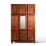 Guarda Roupa Solteiro Com Espelho E Pés 8 Portas 3 Gavetas Paris Lanes Móveis Mogano - Image 7