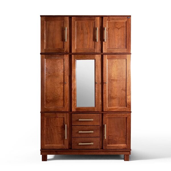 Guarda Roupa Solteiro Com Espelho E Pés 8 Portas 3 Gavetas Paris Lanes Móveis Mogano - Image 7