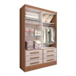 Guarda-roupa Solteiro Guaianases 2 Portas 6 Gavetas Cinamomo/off White - Panorama Móveis - Image 3