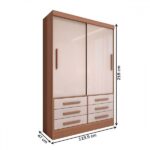 Guarda-roupa Solteiro Guaianases 2 Portas 6 Gavetas Cinamomo/off White - Panorama Móveis - Image 2